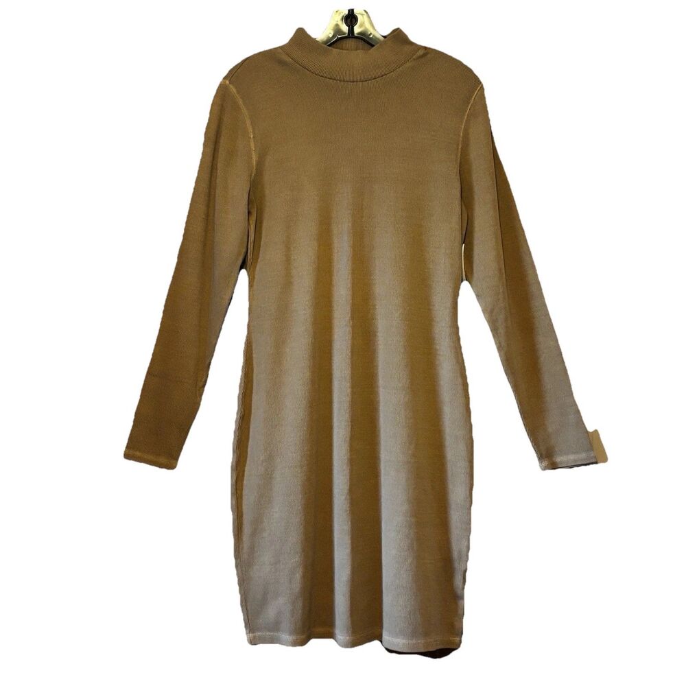 NWT Old Navy Women's Beige Long Sleeve Mock Neck Knit Sweater Dress Size Large